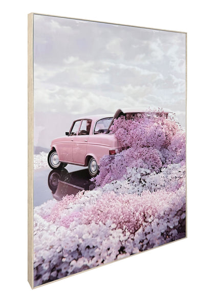Blush Getaway Gloss Canvas In Frame - Pink / White