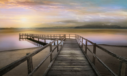 Small - Morning On The Lake By Mike Calascibetta - Beige
