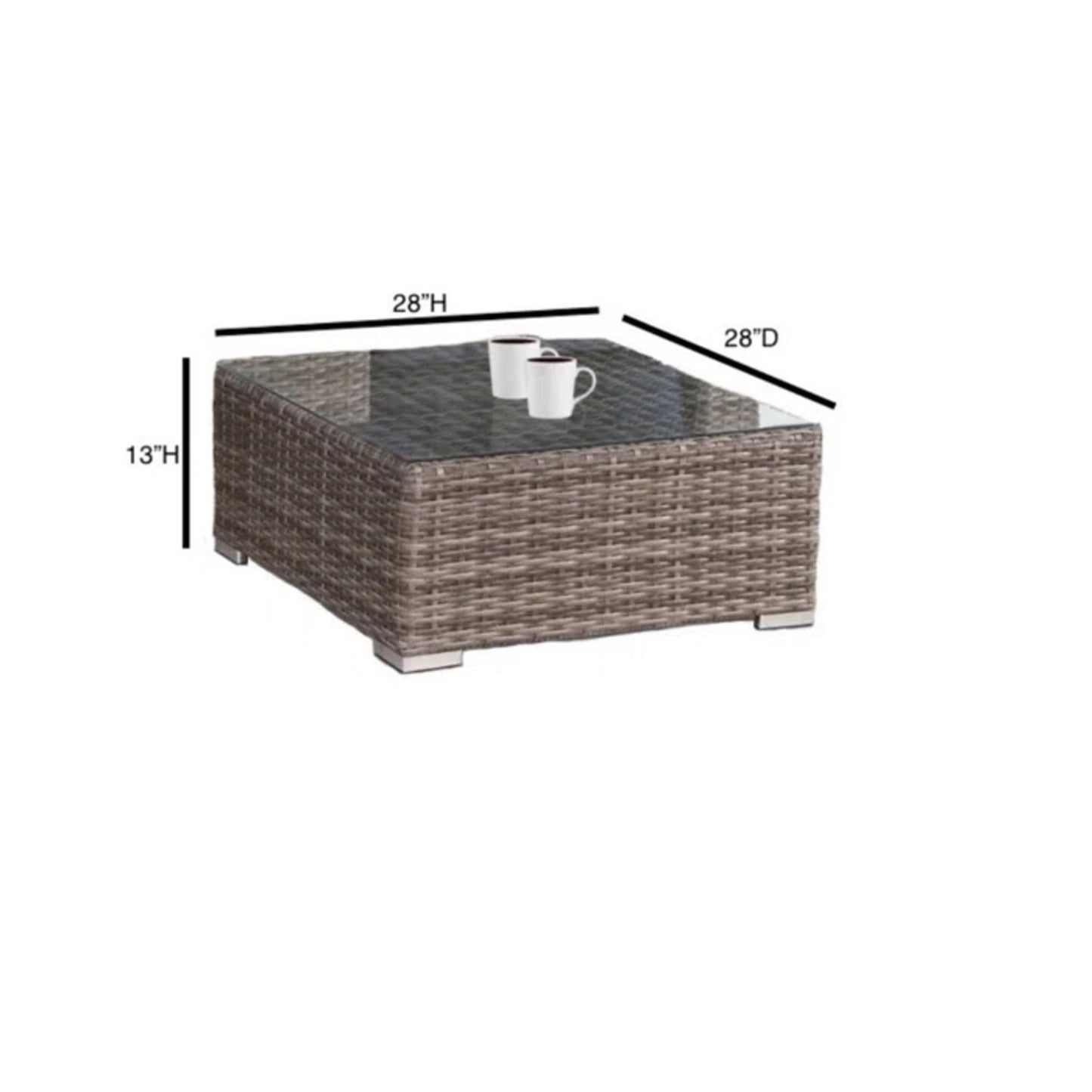 Wicker Seating Group Set With Table And Cushions