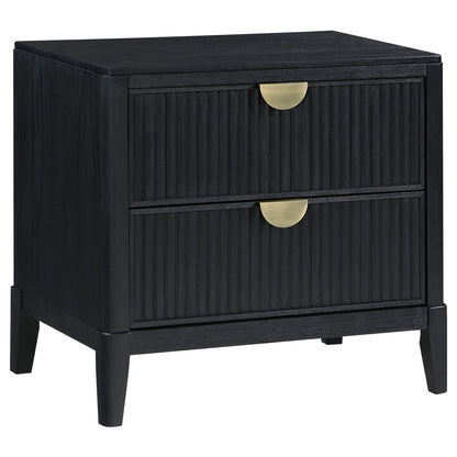 Mason - 2 Drawer Nightstand With Fluted Design - Black