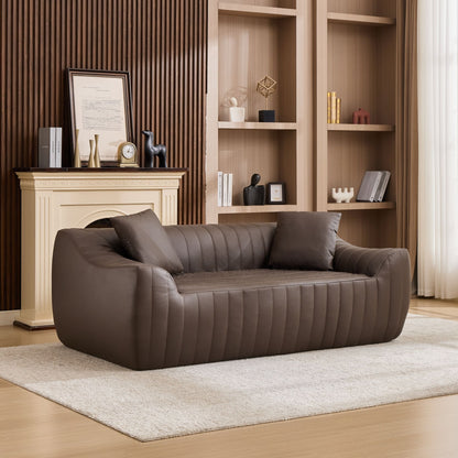 Oversized 2 Seater Loveseat With 2 Decor Throw Pillows, Deep Seat Sofa For Living Rooms