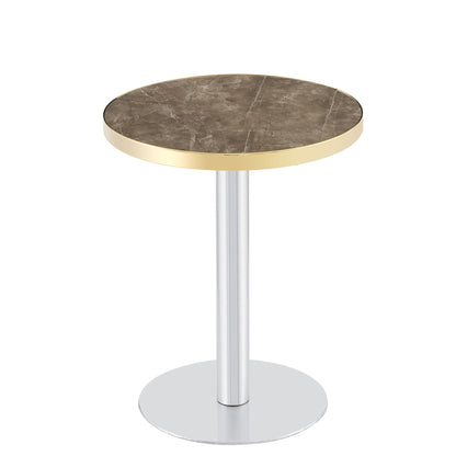 Round Bistro Table, Compact For Kitchen - Gray / Gold / Silver
