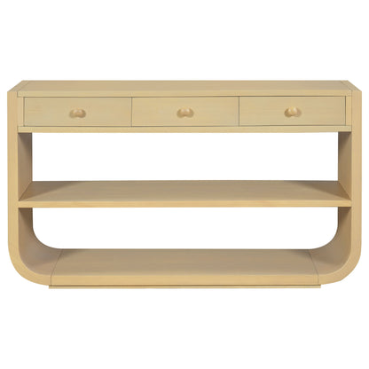 Console Table With 3 Soft Close Drawers & 2 Open Shelves - Natural
