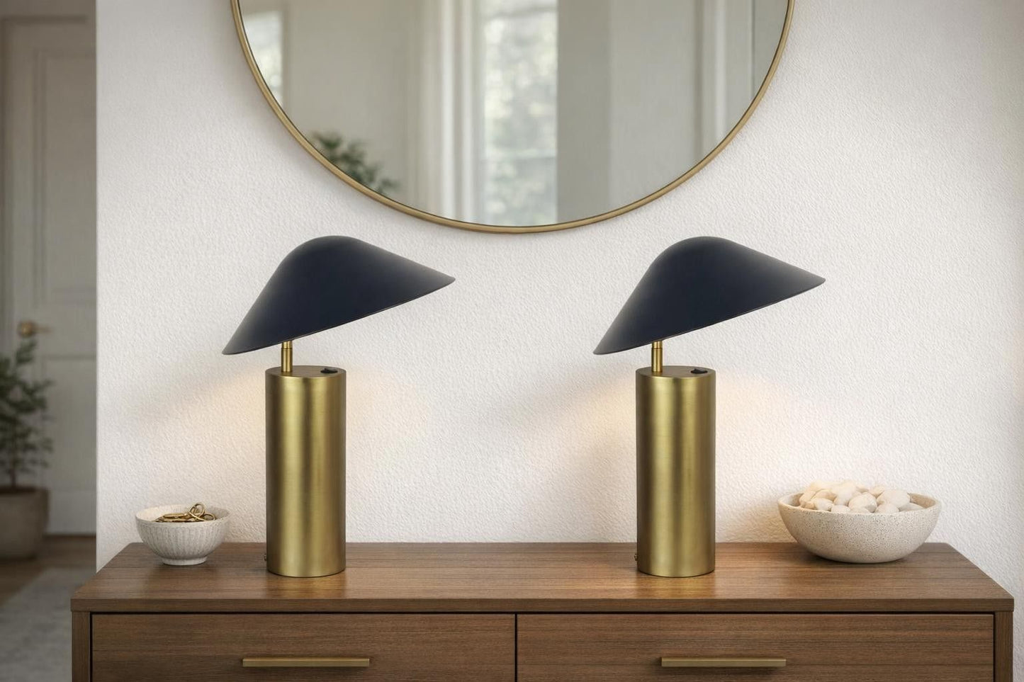 Sculpted Glow Metal Accent Lamp (Set of 2) - Brushed Gold / Matte Black