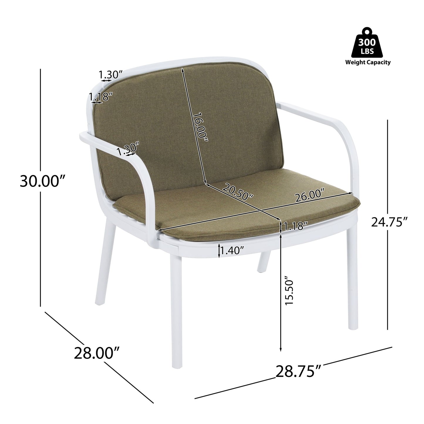 Luna - Outdoor Patio 3 Pieces Chat Set