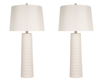 "Calming Flow" Ceramic Table Lamp (Set of 2) - Textured White