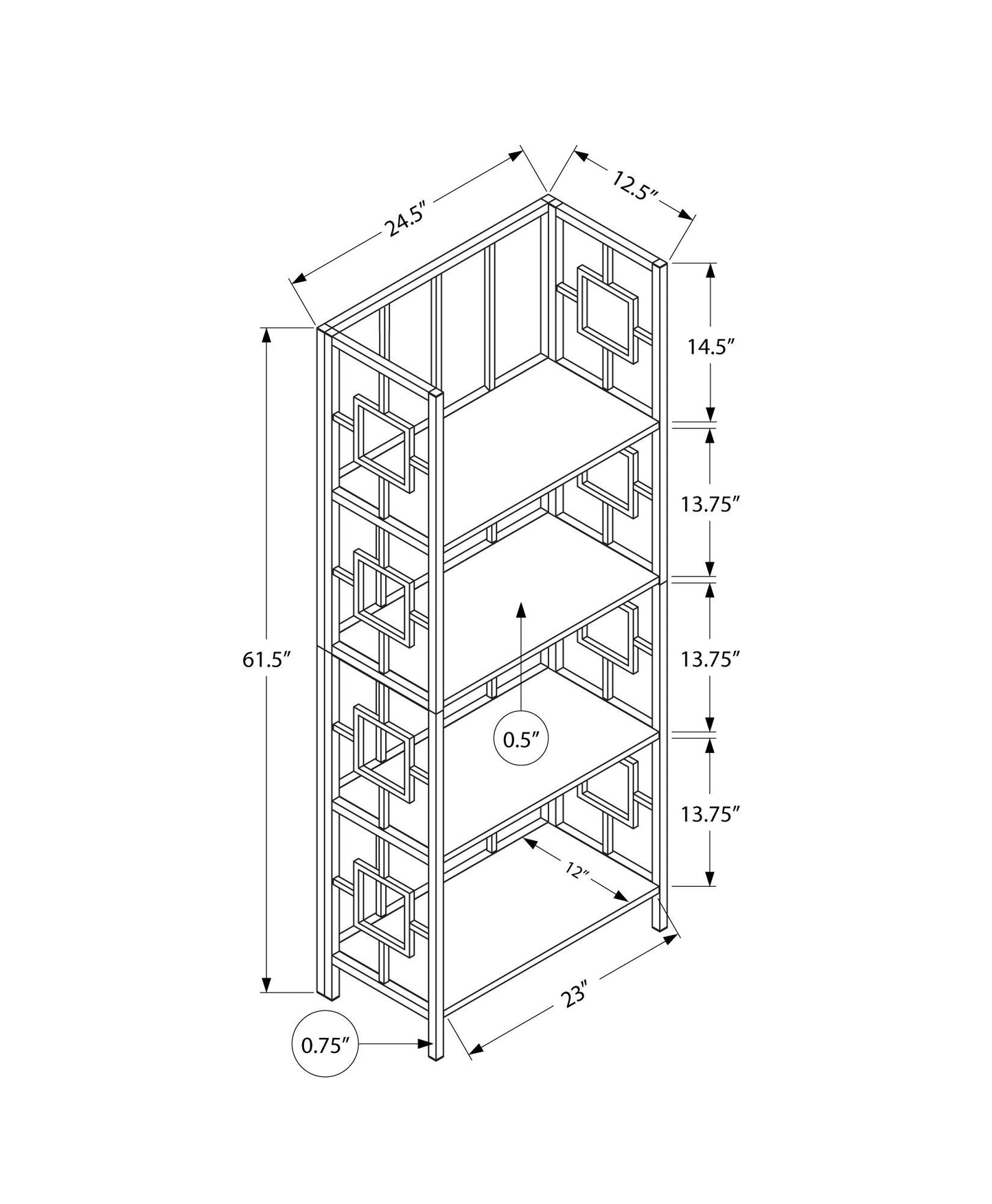 Bookshelf, Bookcase, Etagere, 4 Tier, For Office, Contemporary & Modern - Espresso