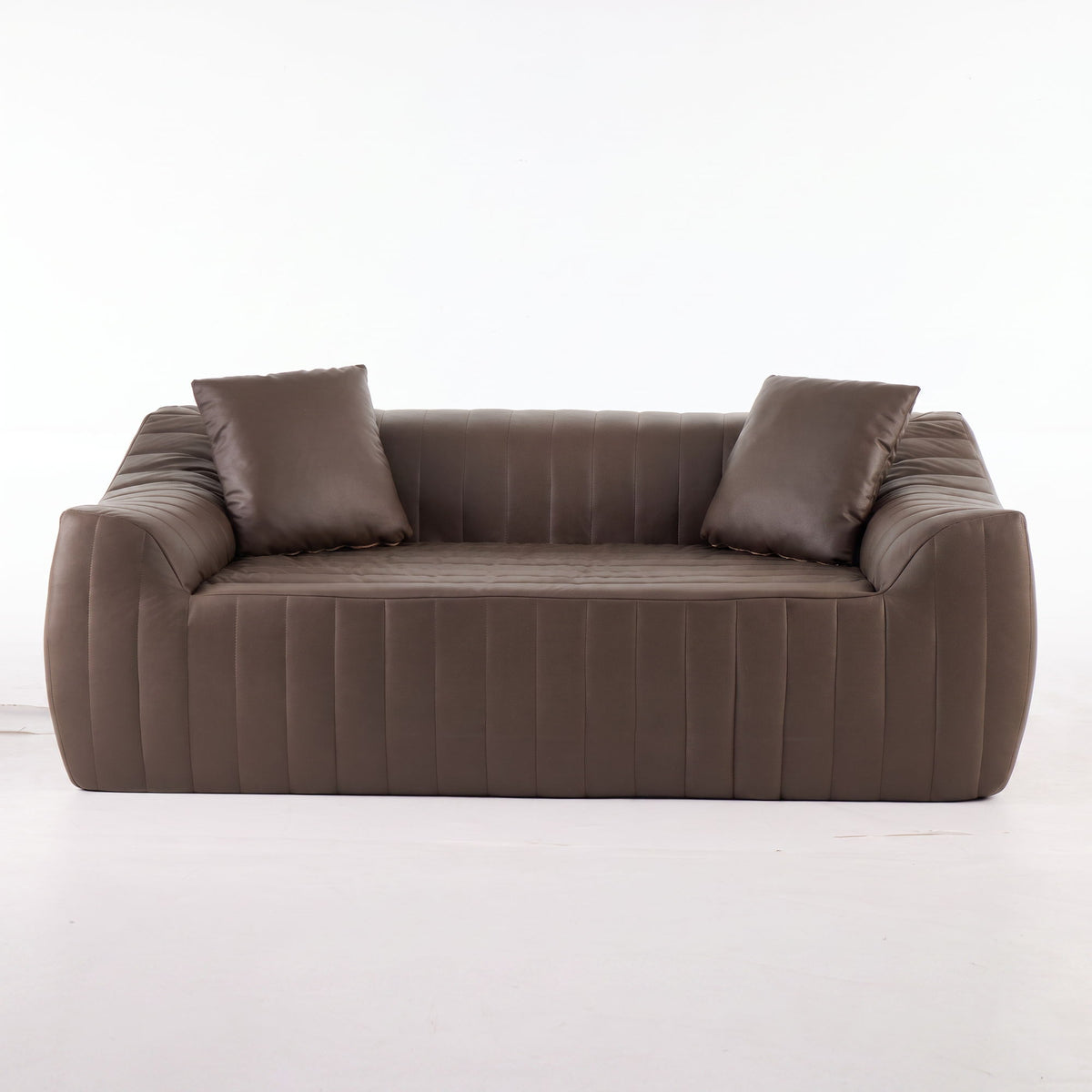 Oversized 2 Seater Loveseat With 2 Decor Throw Pillows, Deep Seat Sofa For Living Rooms