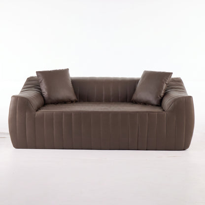Oversized 2 Seater Loveseat With 2 Decor Throw Pillows, Deep Seat Sofa For Living Rooms