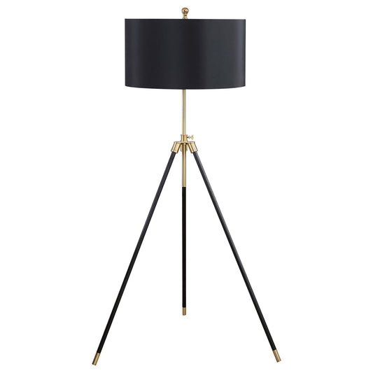Tripod Drum Shade Floor Lamp With Rotary Switch - Black