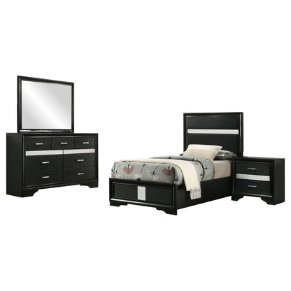 Modern Bedroom Set With Upholstered Headboard And Textured Storage