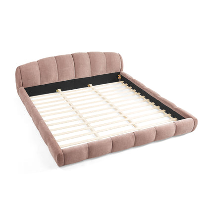 Upholstered Platform Bed Frame, Low Profile Floor Bed, No Box Spring Required