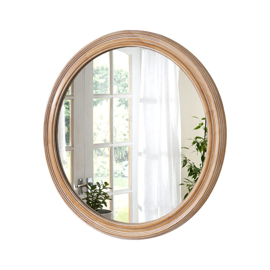 Round Wall Mirror With Ribbed Frame