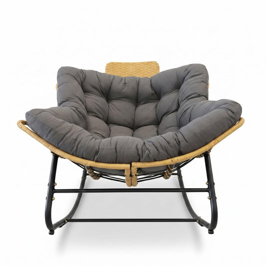 Oversized Papasan Rocking Chair Outdoor With Thick Cushion