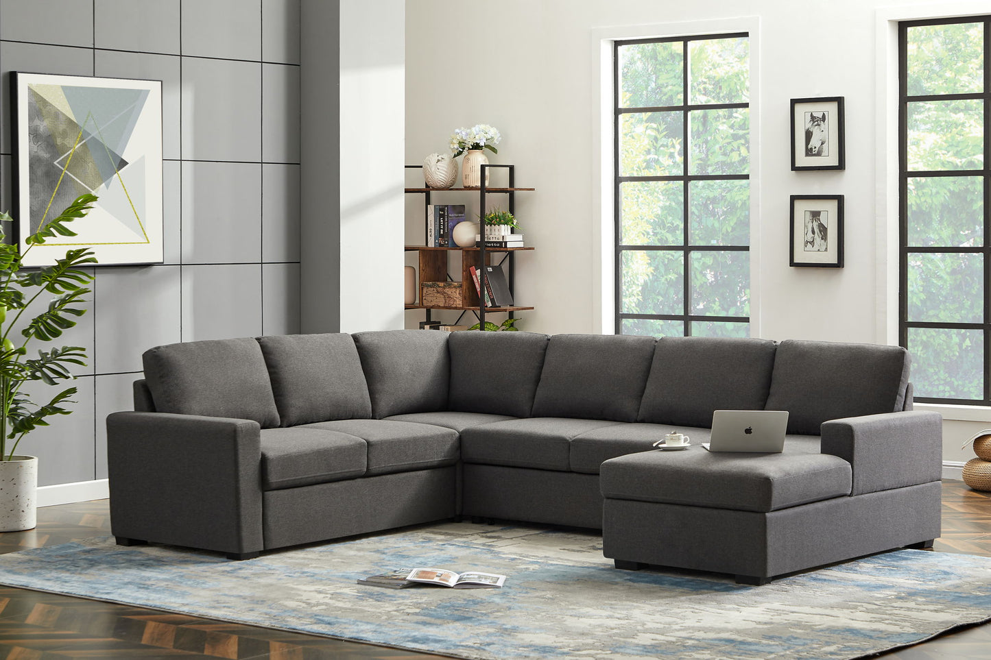 Ketterman - 4 Piece Upholstered Sectional - Dark Gray