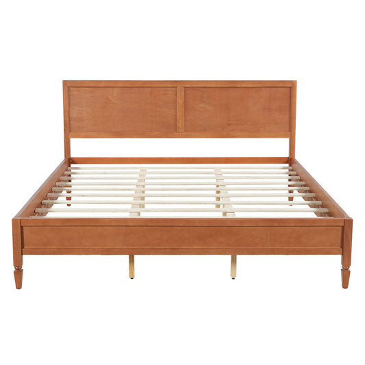 Classic Platform Bed Frame With Panel Headboard
