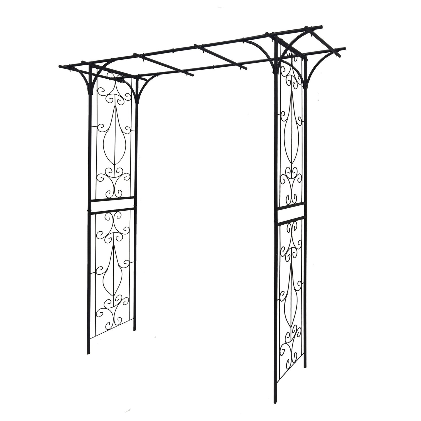 Metal Garden Arch Climbing Plants Support Rose Arch Outdoor - Black