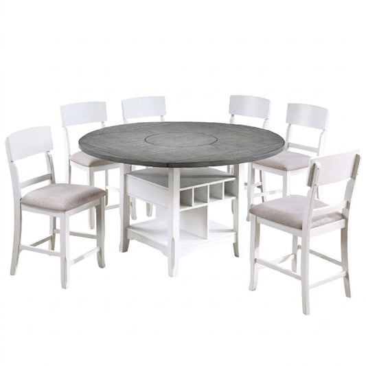 Contemporary Counter Height Dining Set With Built In Lazy Susan