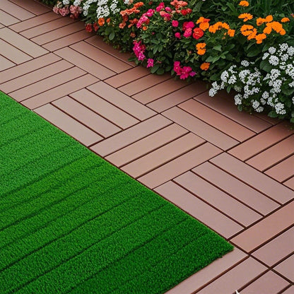 Plastic Interlocking 44 Pack Patio Deck Tiles, Square Waterproof Outdoor All Weather Use