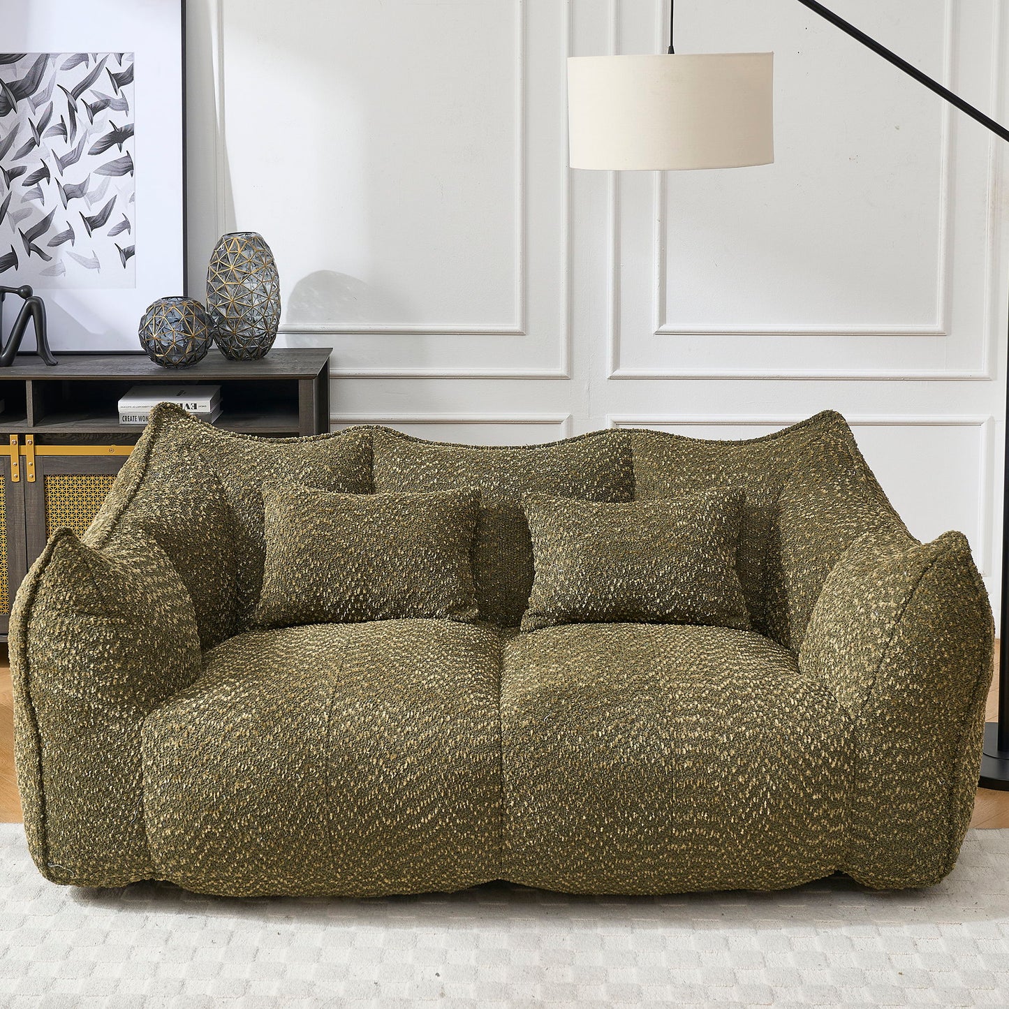 Comfortable Dual Beanbag Chair With High Resilience Foam Core For 2 People