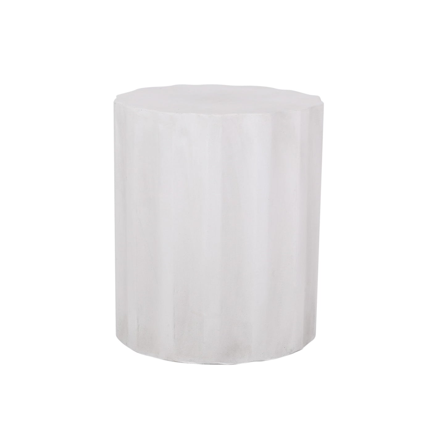 Outdoor End Table With Soft Wave Edge - Antique White