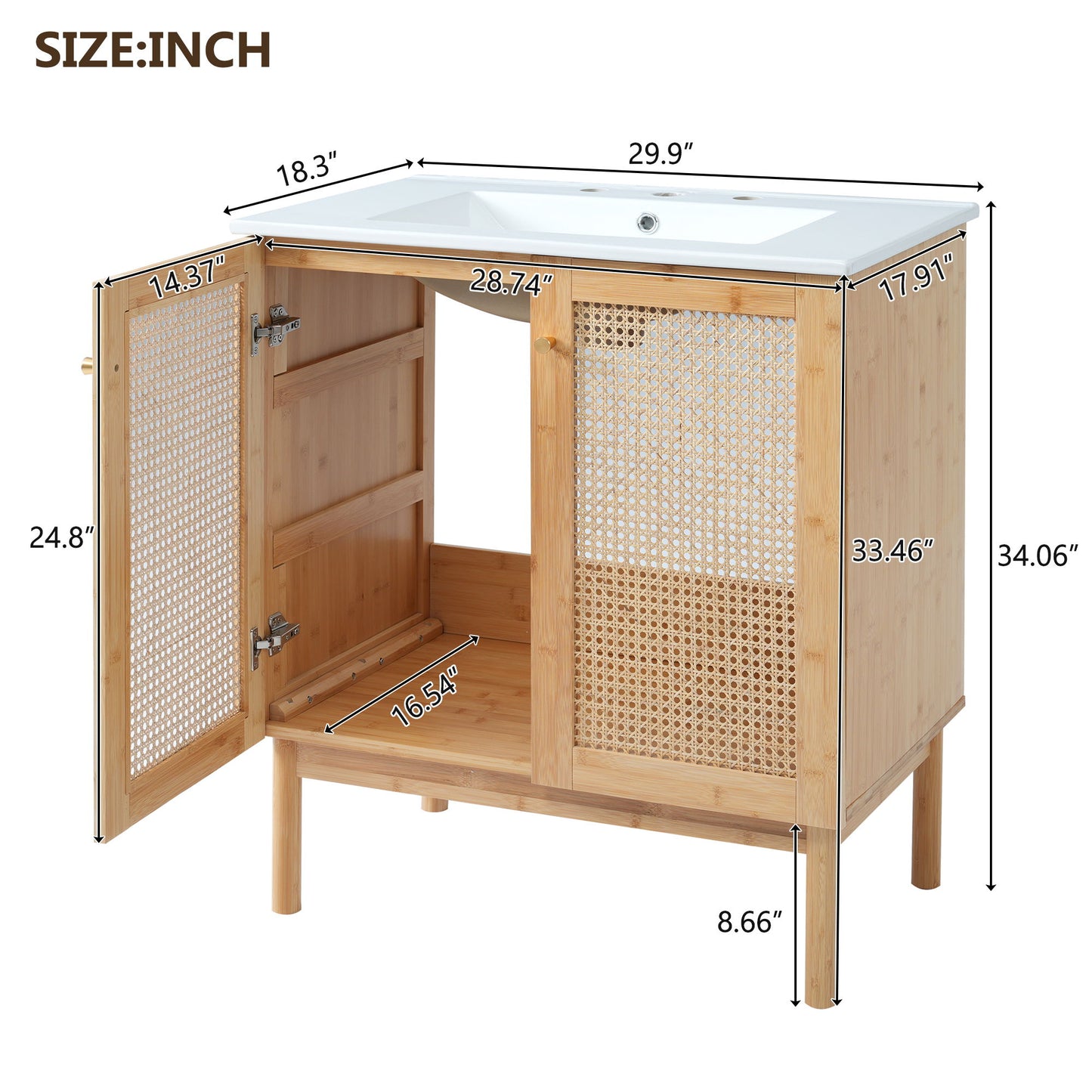 Bathroom Vanity Cabinet With Doors, Soft Close Design
