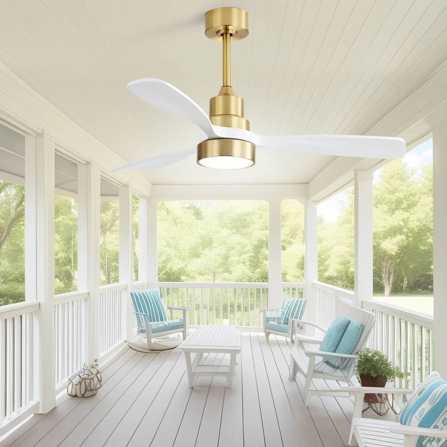 Indoor Ceiling Fan With Dimmable LED Light, 6 Speed Remote ControlLED DC Motor, Reversible Blades