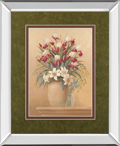 Classic Petal Il By Gloria Eriksen - Mirror Framed Print Wall Art - Beige