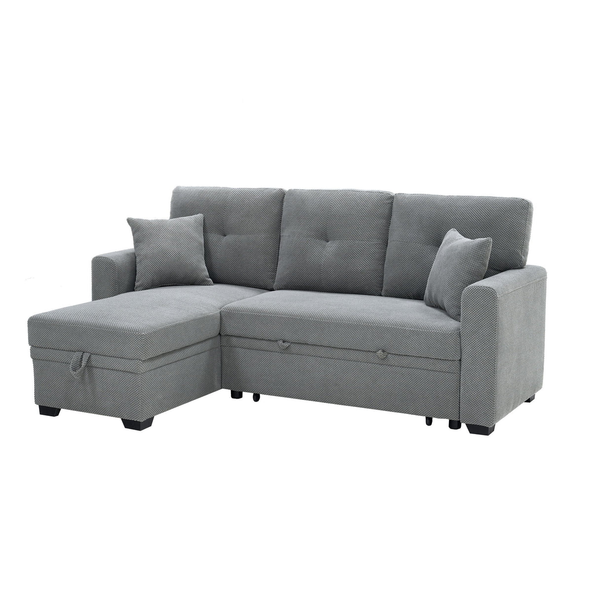 Sleeper Sectional Sofa With Pull Out Bed, Reversible Chaise, Hidden Storage