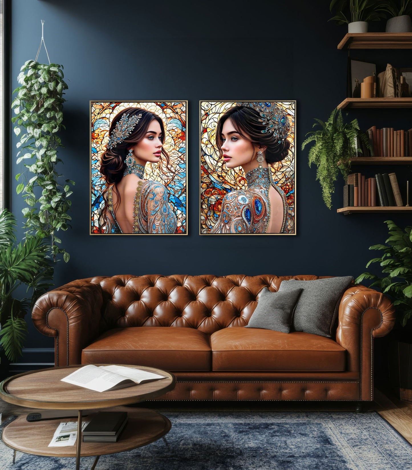Jeweled Reverie I Gloss Canvas In Frame - Blue / Brown