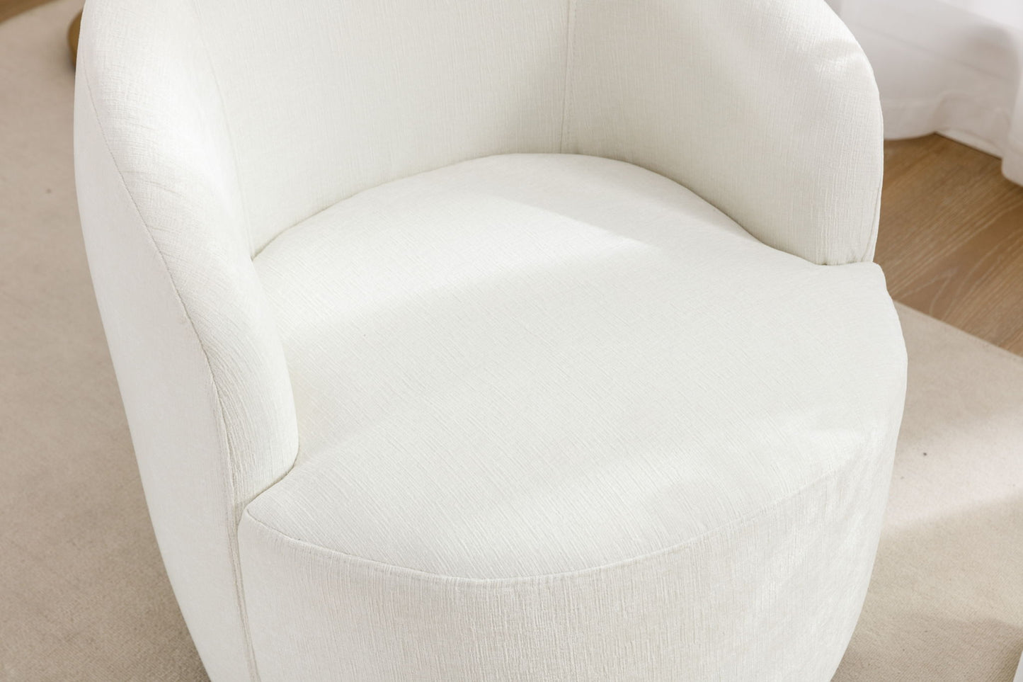 Fabric Swivel Accent Armchair Barrel Chair With Powder Coating Metal Ring