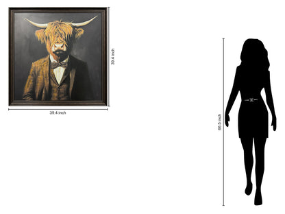 Dapper Highland Hand-Embellished Canvas In Frame - Black / Brown