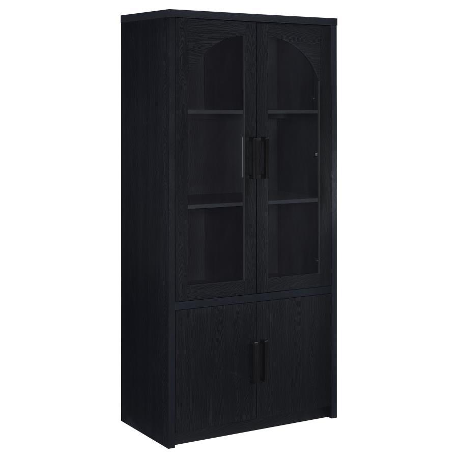 Riva - 4-Door Tall Accent Display Cabinet LED Lighting - Black