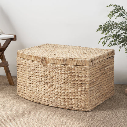 Rectangular Curve Trunk With Handles For Clothes, Toys, Magazines And Book Storage - Light Brown
