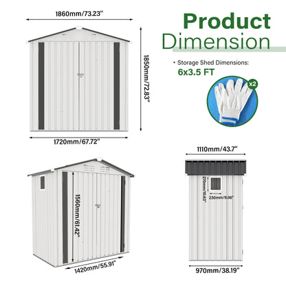 Garden Tool Shed Metal Storage Shed With Peaked Roof Waterproof Lockable Door