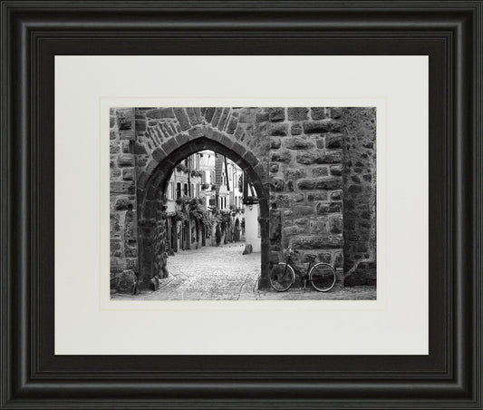 Bicycle Of Riquewihr By Monte Nagler - Framed Print Wall Art - Dark Gray