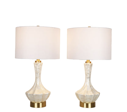 Crystal Shell Capiz Shell & Metal Table Lamp (Set of 2) - White Shell / Soft Gold
