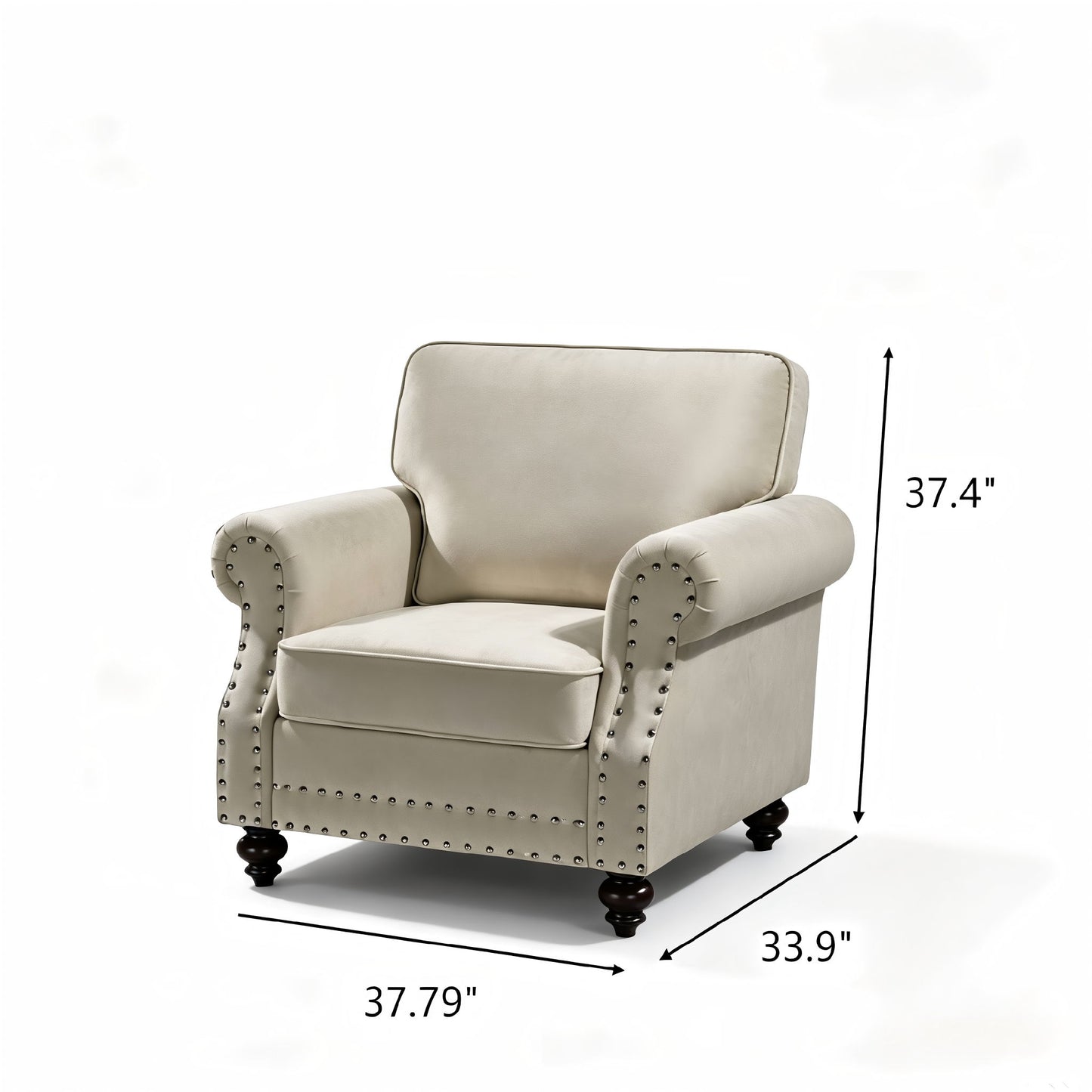 Upholstered Accent Armchair With Turned Legs For Living Room