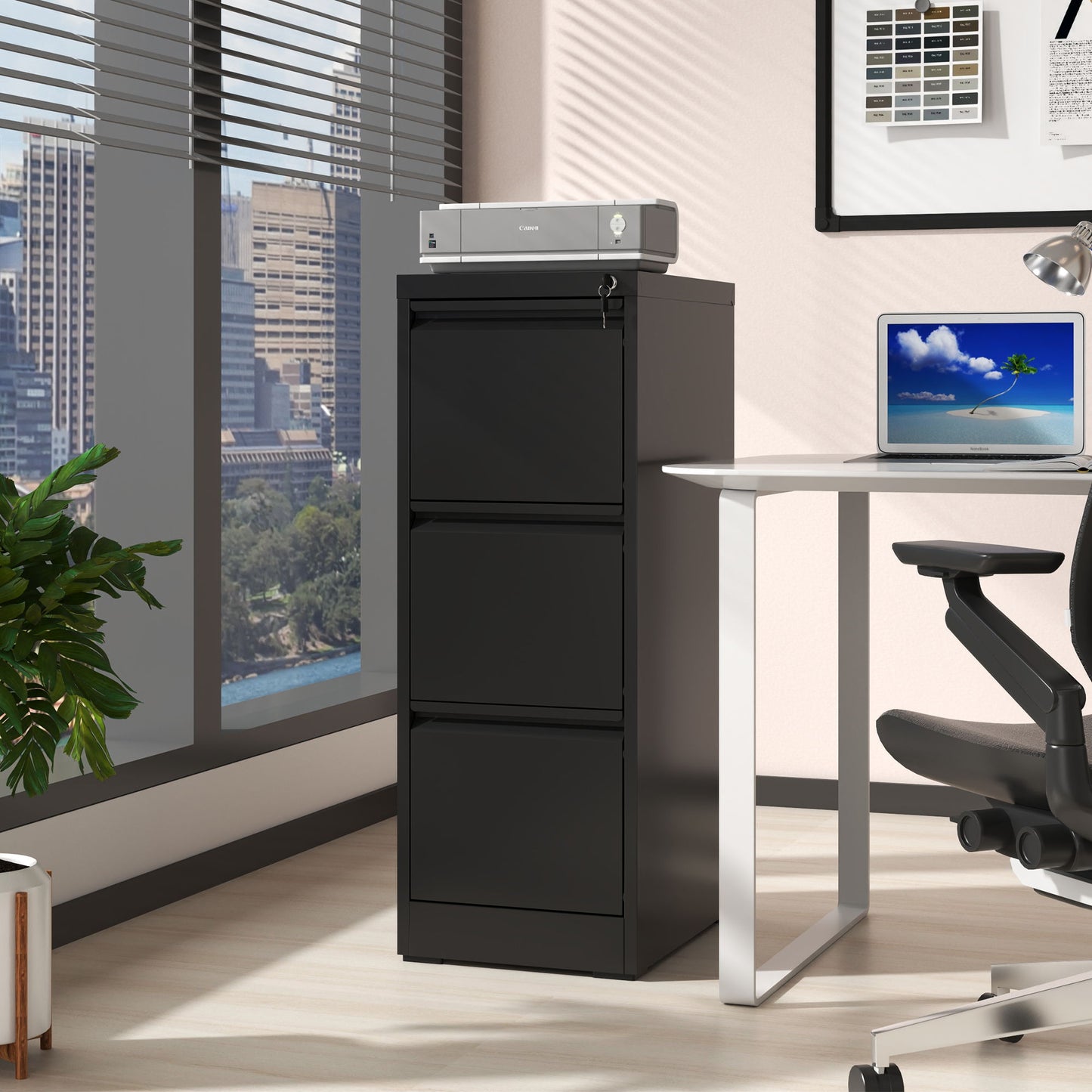 Steel Drawer Vertical File Cabinet With Lock For A4 Legal / Letter Size