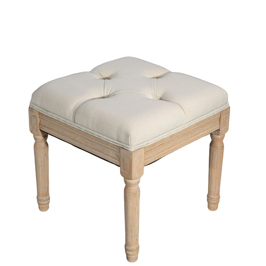 Small Padded Square Ottoman Bench For Living Room - Beige