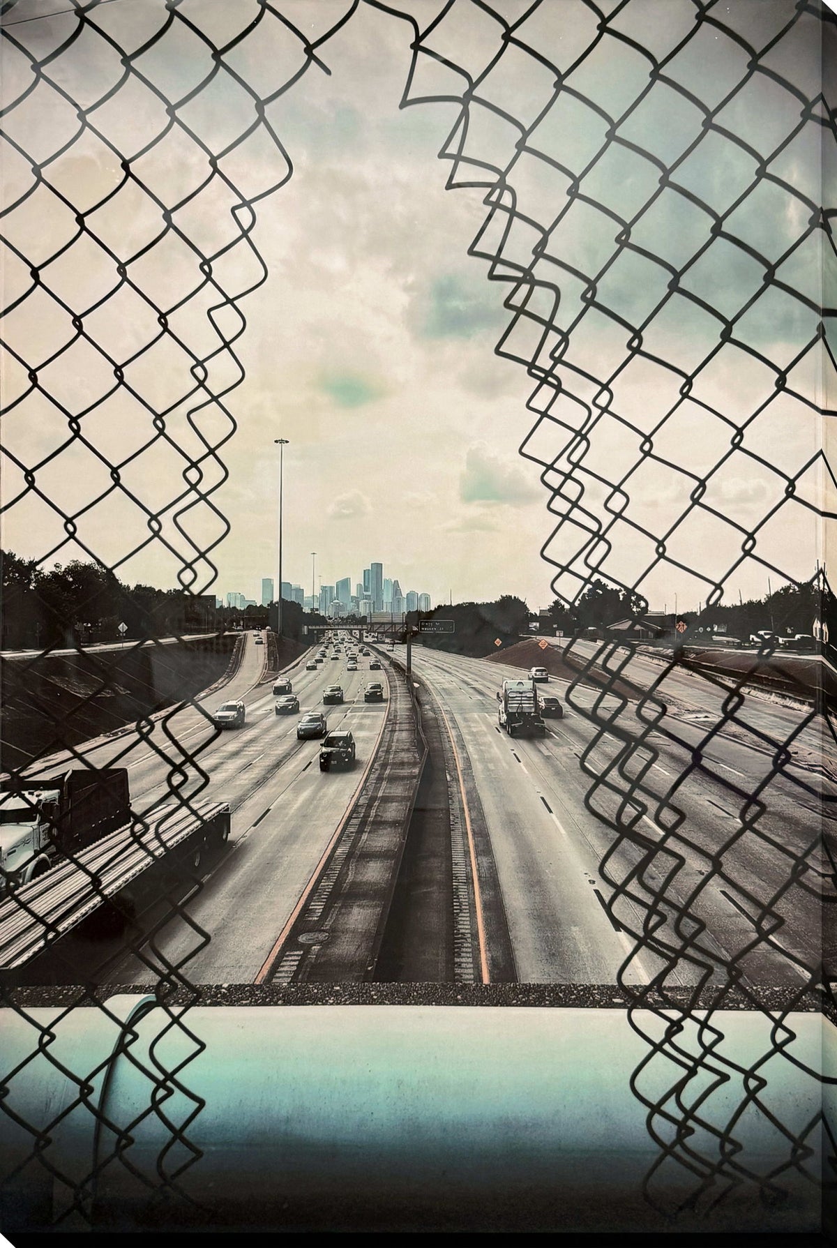 Beyond The Wire - 32 X 48 - High Gloss Wrapped Canvas - Gray