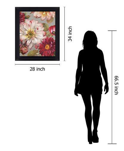 Crimson Dahlia Medley - 28" x 34" Framed Wall Art - Red