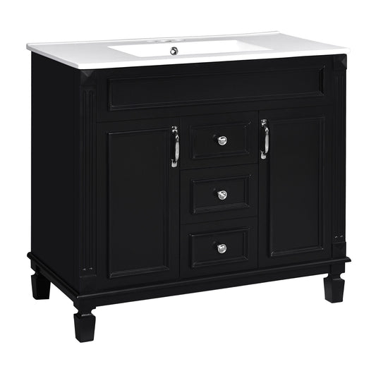 Bathroom Vanity With Top Sink, Basin On Cabinet With 2 Soft Closing Doors And 2 Drawers