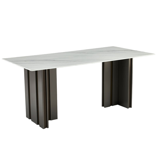 Rectangular Dining Table - Gray / White