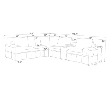 Modular Sectional With Large Square Arms