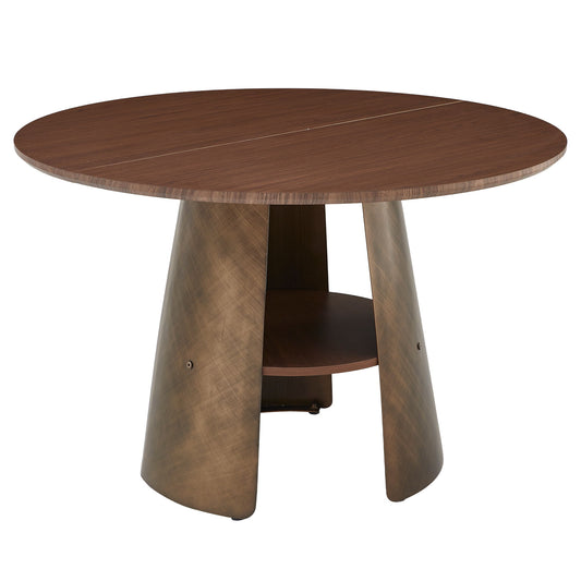 Round Dining Table - Reddish Brown / Walnut