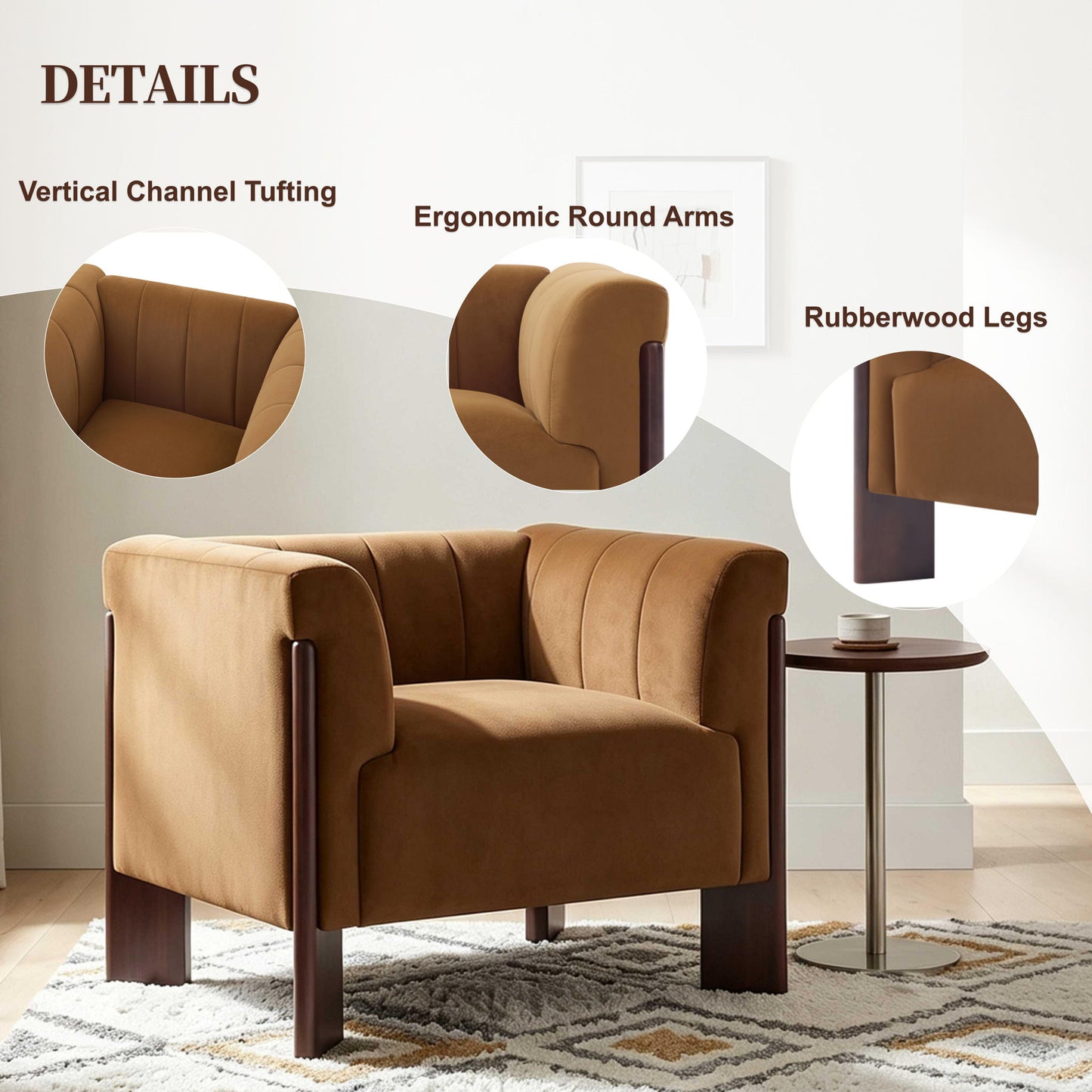 Accent Chair With Tight Back For Living Room