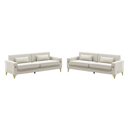 2 Pieces Sofa Sofa Set With Removable Cushions For Home Apartment