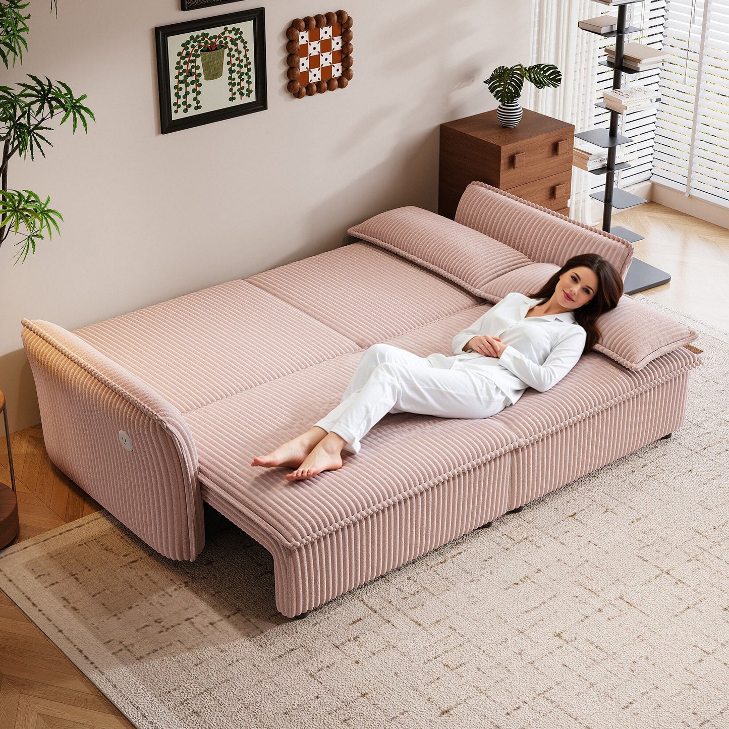 2 In 1 Convertible Sofa Bed, Multi Functional Living Room Furniture