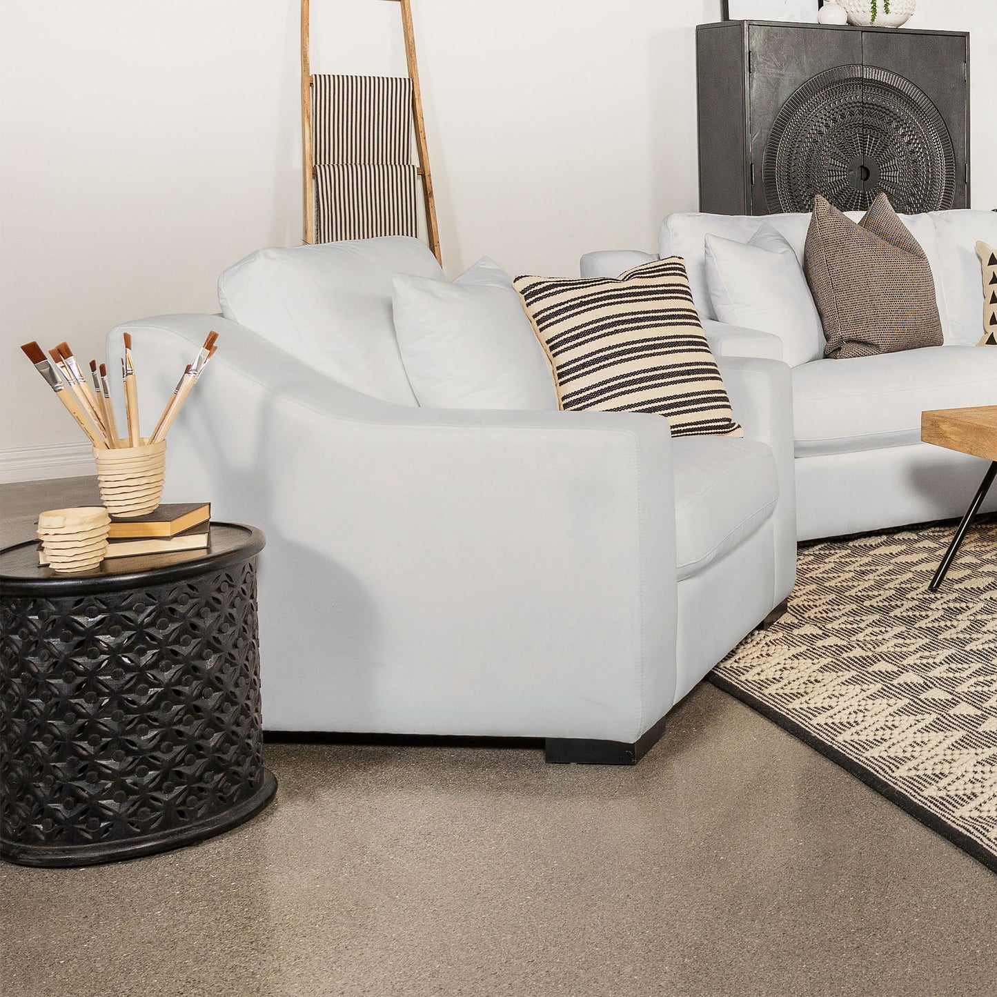 Chelan - Upholstered Sloped Arm Accent Chair - White